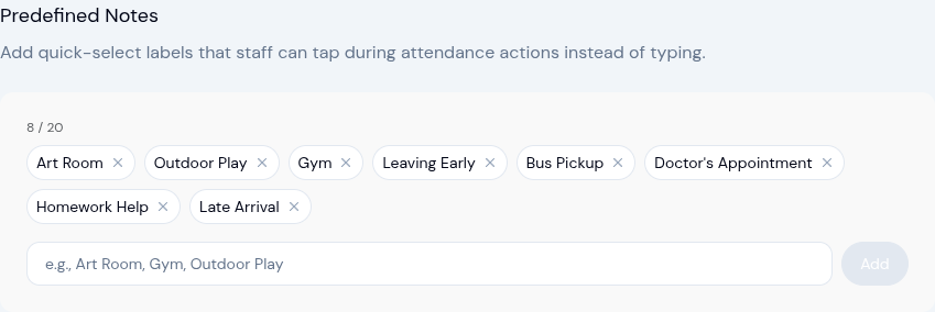 New: Predefined Attendance Notes — Tap Instead of Type