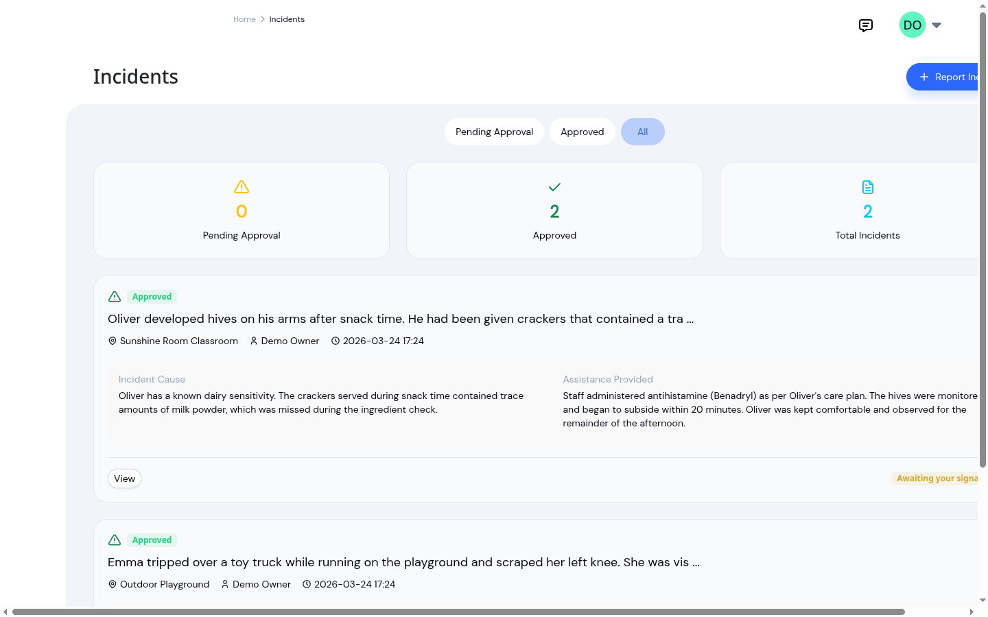 KidzLog Dashboard